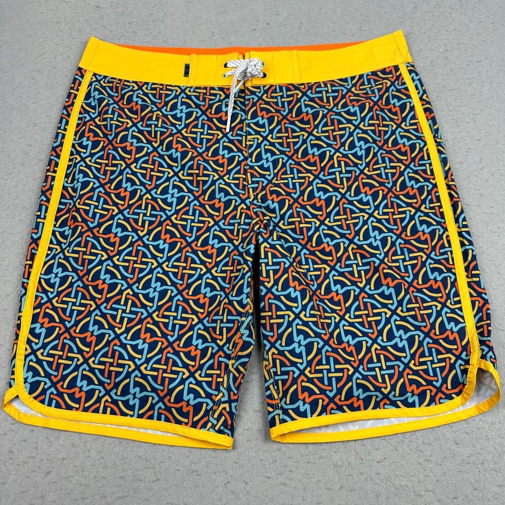 William‎ Murray Swim Trunks Shorts Men's 32 Yellow Multicolor Unlined